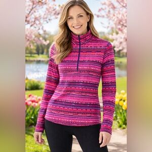 Nike Pro Dri-FIT Quarter Zip Pullover L Pink Purple Athletic Top